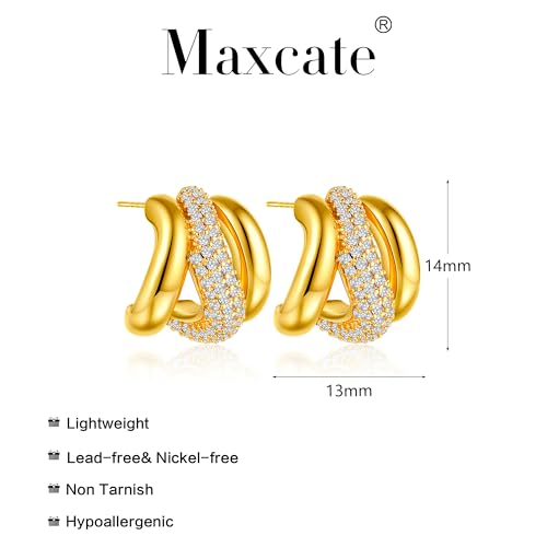 4 Pair Small Gold Hoop Earrings for Women Sensitive Ears - Hypoallergenic 14k Real Gold Plated Hoops Zirconia Cartilage Huggie Earrings Set Helix Piercing Earring Gold Jewelry for Women Gift - color: 1937 Zirconia Hoop Gold