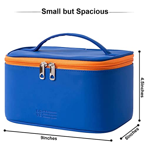 Meiyuuo Makeup Bag Large Cosmetic Bags for Women Girls Cute Travel Zipper Pouch Toiletry Organizer for Beauty Essentials Waterproof (Navy Blue) - color: Navy Blue