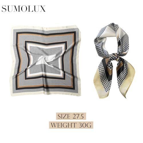 Sumolux Head Hair Scarf for Women Like Satin Silk Scarf Bandana Hair Wrapping Night Large Square Scarves 27.5" - color: Black Square