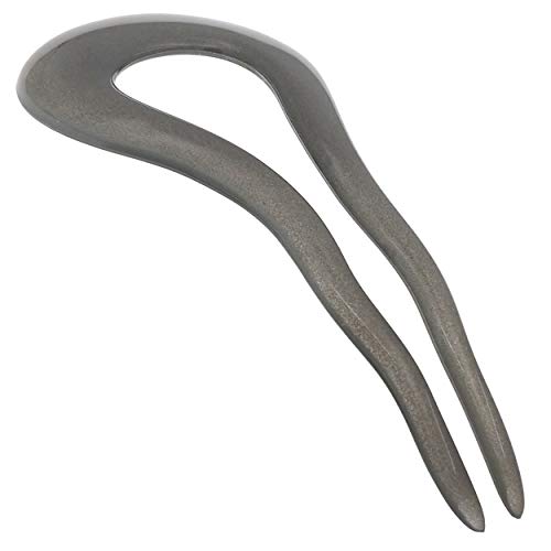 Camila Paris CP3077 French Twist Stick Clip Pins, Gray, Wavy Hair Pin U-Shaped Hair Fork for Girls Spiral Updo Chignon Bun Holder, Fashion Flexible Styling Hair Accessories for Women, Made in France - color: 2-Prong Gray