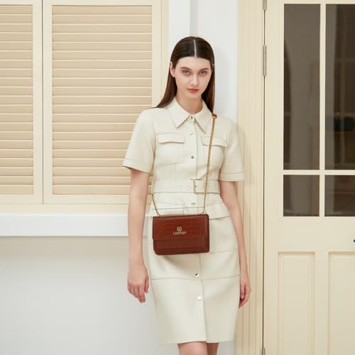 LL LOPPOP Women's Small Classy Crossbody Purse Top Handle Handbags Leather Satchel Bags for Women - color: C-brown(2052)