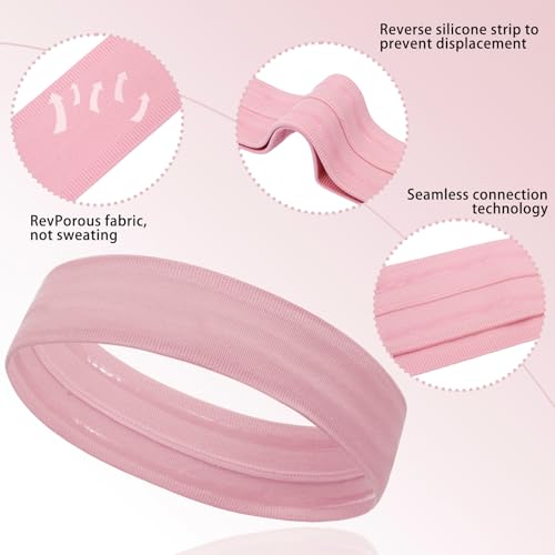 Workout Headbands Non Slip Headband Sport Headbands Sweatbands Elastic Sport Hair Bands for Sports Travel Indoor Fitness Gym - color: solid1