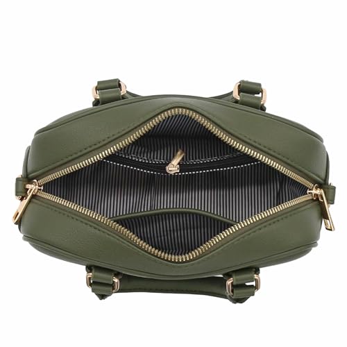 FashionPuzzle Mini PU Leather Satchel Purse Top Handle Crossbody Bag - color: Olive