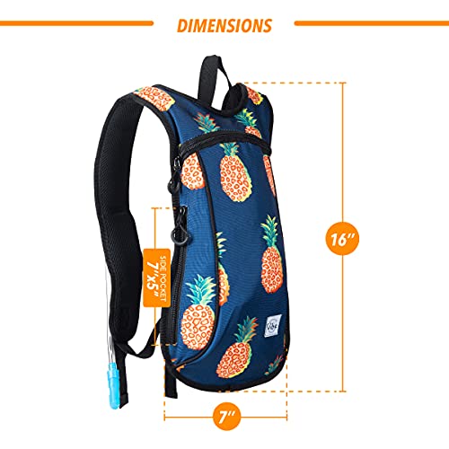 Vibe Festival Gear Rave Hydration Pack Backpack with 2L Water Bladder for Women Men – Festival Hydropack, Hydro Pack, Leak Proof, Lightweight – Teens, Party, Hiking, Running, Outdoor Sports - color: Pineapple