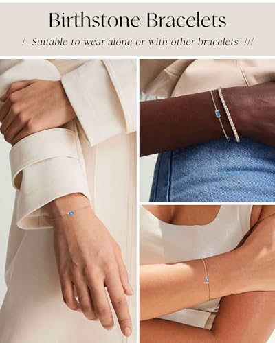 FUNEIA Birthstone Gold Bracelets for Women Non Tarnish Trendy Dainty 14K Gold Plated Bracelet Stack Stackable Blue Green May Emerald Friendship Bracelets Jewelry Gifts for Mom Best Friend - color: 12. December(Tanzanite)