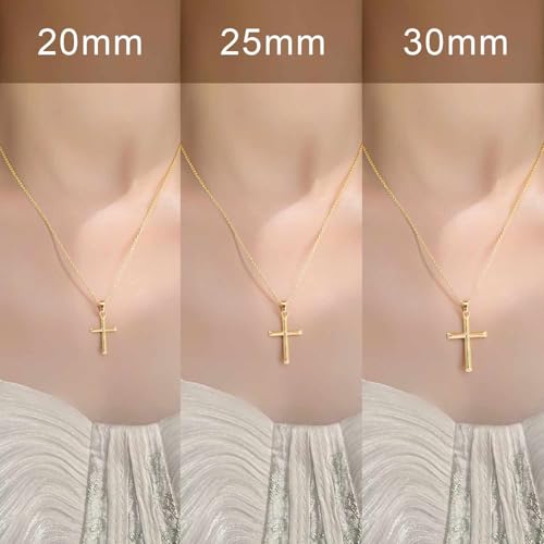 Cross Necklace for Women Gold Cross Necklaces for Women 14K Gold Cross Necklace for Womens Blend Beauty With Sentiment Dainty Gold Crosses Chain Pendant Necklaces for Womens 20/25mm - size: 20MM