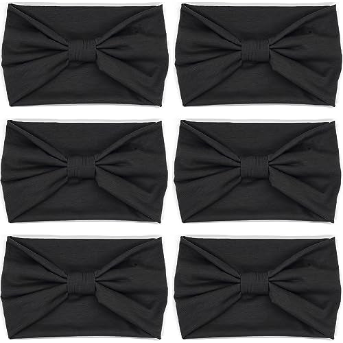 IVARYSS Wide Headbands for Women, Black Knotted Head Wraps Turbans, Large African Style Head Bands Hair Accessories, 6 Pack - color: Black Color