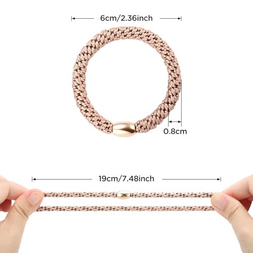 Hair Ties No Damage, Funtopia 30 Pcs Ponytail Holders Braided Hair Ties for Thick Hair, Elastics Hair Bands for Women Hair - color: 8.Gold Beads