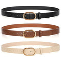 XZQTIVE 3 Pack Plus Size Women's Leather Belts for Jeans Pants Dress Fashion Gold Buckle Ladies Waist Belt - color: C-black+beige+coffee(gold Buckle), size: X-Large: fits waist from 42"-47"