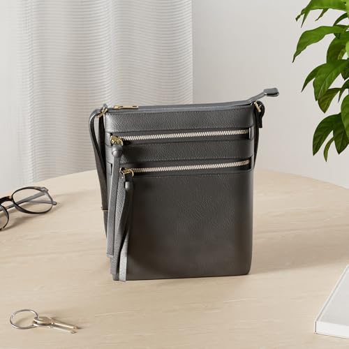 DELUXITY Crossbody Purse Bag Shoulder Bag Multi Pocket Zipper Purse - color: Black