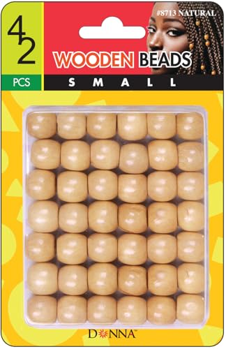 DONNA Wooden Beads Small 42pcs, Hair Beads for Hair Jewelry Making Kit DIY Hair Braiding Bracelet Ornaments Crafts Natural Color - color: NATURAL