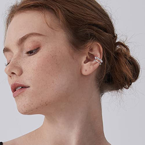 ChicSilver 925 Sterling Silver Ear Cuff Earrings Non Piercing Clip on Cartilage Cuff Earrings for Women - style: H: Beaded Ear Cuff - Silver