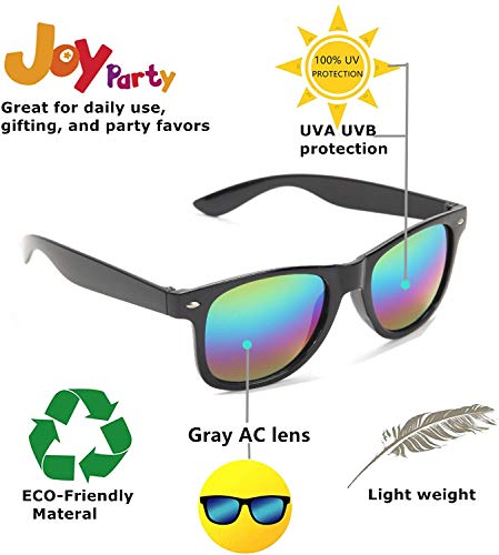 Eyegla Sunglasses Bulk Party Sunglasses Pack 80s Shades Eyewear Set for Men Women 8/10/20/30Pack - color: Black /Colorful Frame+mix Mirror Lens 10 Pack