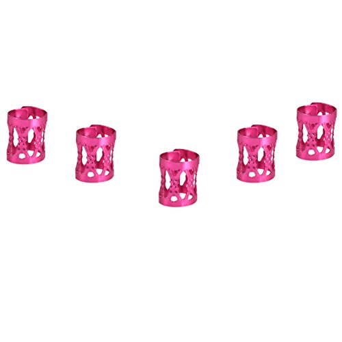 100PCS Braiding Beads Metal Cuffs,New Colorful Dreadlocks Beads Hair Braid Rings Clips Dread Locks, Rings Cuff Hair Decoration Braiding Filigree Tube Hair Jewelry (rose red) - color: rose red