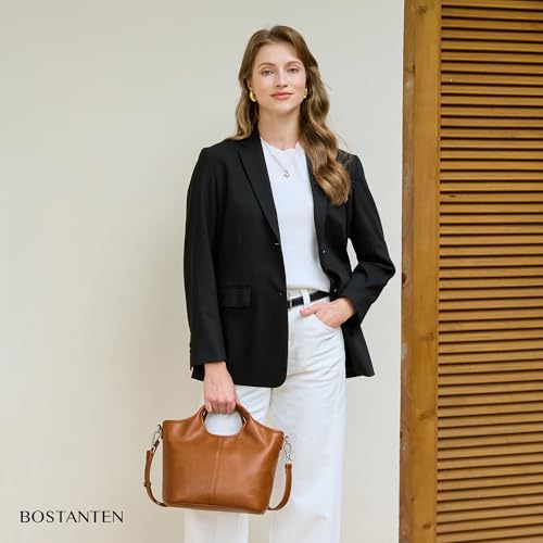 BOSTANTEN Vegan Leather Purses for Women Soft Top Handle Satchel Crossbody Zipper Handbag with Detachable Shoulder Strap - color: Brown