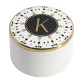 COLLECTIVE HOME - Monogram Jewelry Box, Bohemian Ceramic Trinket Box, Storage for Necklace Ring Bracelet Keys, Birthday Mother's Day Christmas Gift for Women, 3.25" x 2.5" (K) - color: K