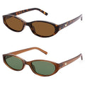 Retro Oval Sunglasses for Women Men Y2k Narrow Cat Eye Sunnies Skinny Shades AR82299 - color: 11. Tortoise+brown