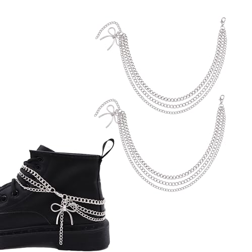 Nojess 2Pcs Punk Goth Shoe Chains Skull Boot chains Skeleton Hand Shoe Charms Shoes Sneakers Martin Boots Accessories Stuff - style: Bow Chain