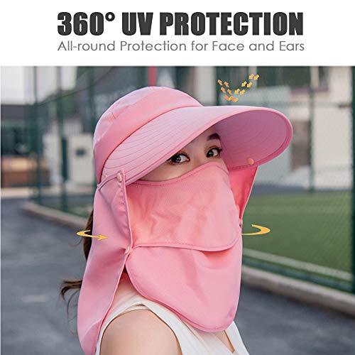 Wide Brim Sun Hat – Multifunctional UPF 50 Protection Bucket Fishing Hat Cap - color: Pink
