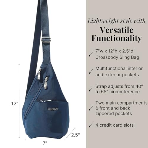 Baggallini Mini Sling - 12x7" Sling Crossbody Bag Backpack with Adjustable Shoulder Strap - color: Pacific