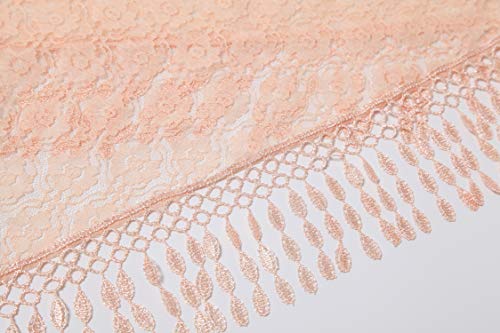 Cindy & Wendy Floral Embroidered Lace Triangle Scarf for Women - color: Peach Pink-8xh