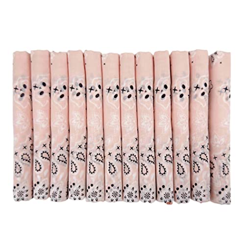 Bandanas Gift Set 12 Pack Soft Thin Handfeel Cotton Bandanna Scarf for men - color: Crystal Rose