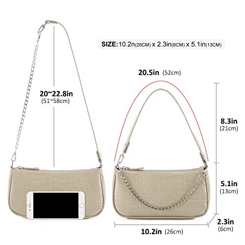 Loiral Small Purse for Women, Retro Classic Tote HandBag Shoulder Bags Clutch Purse - color: Cloud Beige