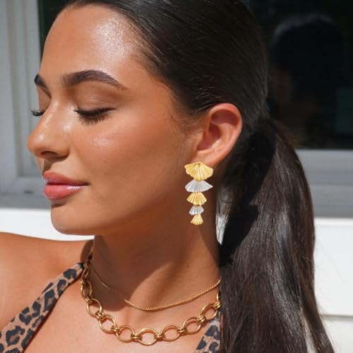 Gold/Silver Shell Dangle Earrings for Women Seashell Drop Dangle Earrings Ocean Beach Earrings Summer Jewelry - color: A