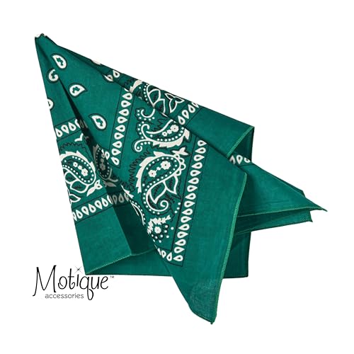 Motique Accessories 22 Inch Cotton Paisley Bandana - color: Dark Turquoise