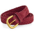 XZQTIVE Women’s Braided Suede Belt – Adjustable Woven Waist Belt with Gold Buckle for Dresses, Jeans & Casual Outfits - color: Burgundy, size: Small: fits waist from 28"-33"