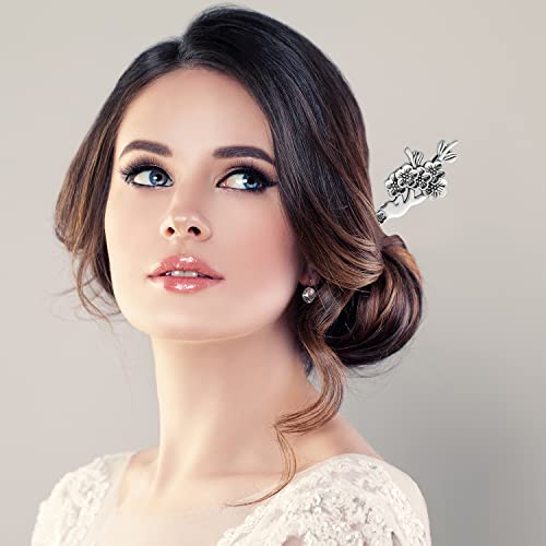 TUPARKA 18 PCS Silver Hair Sticks Vintage Hair Pins Chinese Women Hair Chopsticks Pins Retro Vintage Decorative for Hair Diy Accessory（9 Design） - color: silver