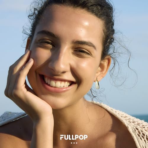 Fullpop Vintage Earrings for Women, Chunky 14K Gold Plated Resin Hoop Earrings Lightweight Hollow Drop Earrings Hypoallergenic Earrings for Women Vintage Anthropologie Jewelry Gifts for Women - size: Round-Light White