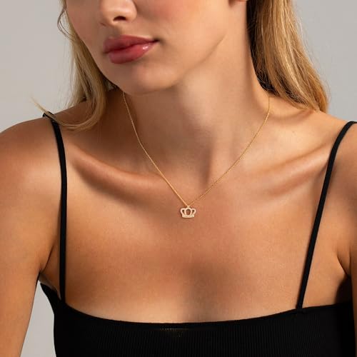 LLWOM Gold Necklace for Women-14k Gold Plated Infinity Necklace Star Of David Necklace Evil Eye Cross Pendants Heart Dainty Gold Necklace For Women - color: Gold, style: Crown Necklace