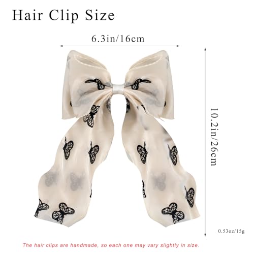 Large Hair Bow Clips for Women, Pink Bow Hair Barrettes with Long Tail French Hair Ribbon Clips Hair Accessories for Girls (Butterfly) - color: Butterfly