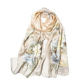 ANDANTINO 100% Silk Long Scarf-Women Large Oblong Shawls with Gift Packed - color: Floral-pale Yellow