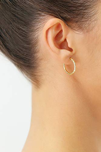 14k Yellow Gold Hand Engraved Diamond-cut Round Hoop Earrings - style: 22mm (0.87 inch)