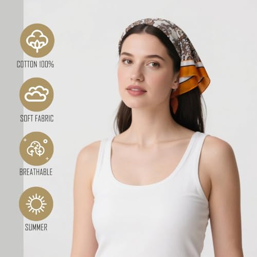 Large Cotton Bandana Lightweight Head Hair Scarf Headbands Wraps Cover Handkerchiefs for Women Men 25 x 25 inch - color: Rt06