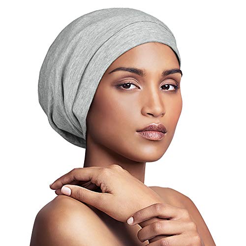 Alnorm Slouchy Beanie Casual Bonnet Satin Lined Hair Wrap Knit Beanie Cap Light Grey - color: Light Grey