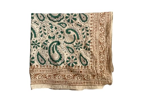 Green Paisley Bandana | Handblock Printed Cotton Bandana for Men & Women | Paisley Motif | Traditional Indian Print | Soft & Breathable Neck Scarf