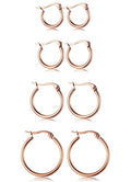 ORAZIO 4 Pairs Stainless Steel Hoop Earrings Set Cute Huggie Earrings for Women,10MM-20MM - style: C: Rose, 4 pairs
