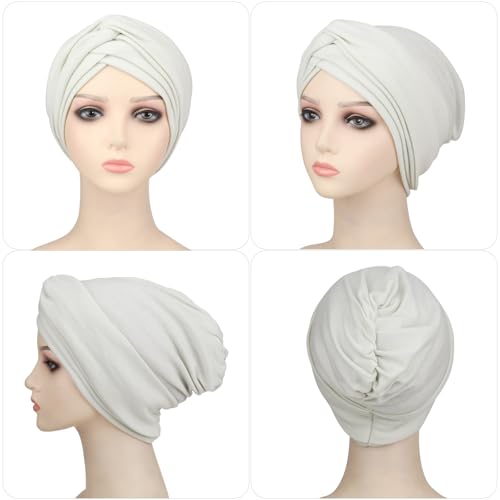 AQOKKA African Turban for Women Knotted Hair Wraps for Turban Head Scarf for Black Women Hair Cancer Chemo Headwear Cap - color: Twisted Braid: 1 Pack Beige