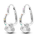 Parmuz 925 Sterling Silver Earrings Hoops for Women Ladies Simple Lightweight Twisted Medium Hoop Earrings With Cubic Zirconia Hypoallergenic Jewelry for Her - color: Colorful double heart earring