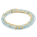 Beaded Bracelets for Women Small Blue Glass Beaded Stretchy Seed Bracelets Stackable Natural Gemstone Crystal 14K Gold Plated Beads Summer Boho Jewelry Gift - color: Apatite