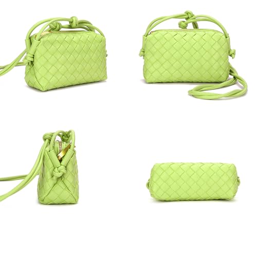 ZEDIUH Woven Bag for Women Crossbody Shoulderbag, Small Vegan Leather Purse - color: Light Green