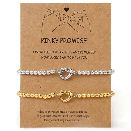 Matching Bracelets for Couple,Gold Silver Beaded Heart Couples Bracelets,Raomantic Relationship Promise Jewelry Gifts for Her - color: Heart