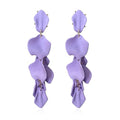 Long Acrylic Rose Petal Earrings Dangle Exaggerated Flower Earrings Drop Statement Floral Tassel Earrings for Women - color: Violet