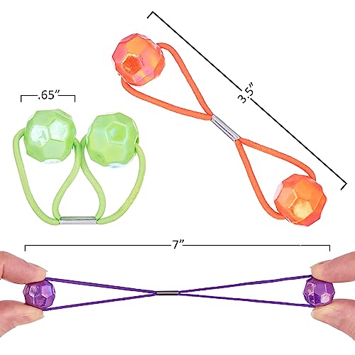20pc Ponytailers Ponytail Balls Hair Elastics, 18mm Round-Value Pack Fun | Opaque Multicolored Twin Hair Beads Bauble Hair Ties Ponytail Holders, Toddler Kids Hair Ties - color: Shiny