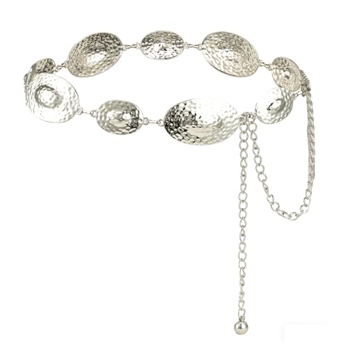Luvatar Fashion Metal Waist Chain Belt Blouse Dress Sweater Chain Belt… - color: Silver-e6