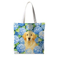 Preppy Animal Tote Bag, Pet Canvas Tote Bag, Reusable Grocery Shopping Shoulder Bags - color: Floral Dog