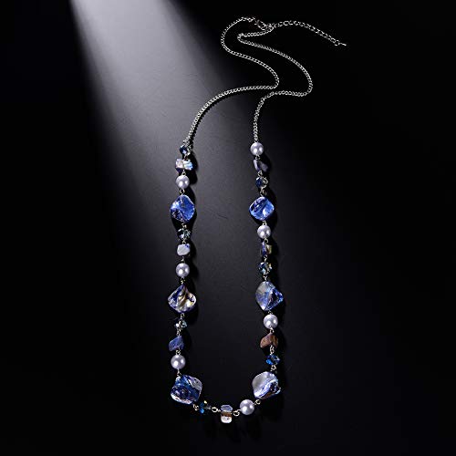 PEARL&CLUB Long Beaded Necklaces For Women - Sweater Chain Fashion Jewelry Necklace Gifts For Women - color: 35-Blue